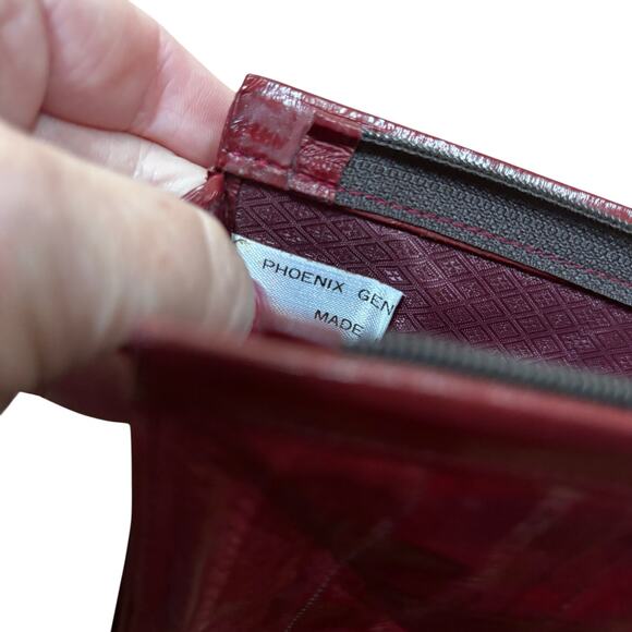 Coach Poppy Wristlet black pebbled & patent leather purse wallet clutch top zip - Picture 5 of 11